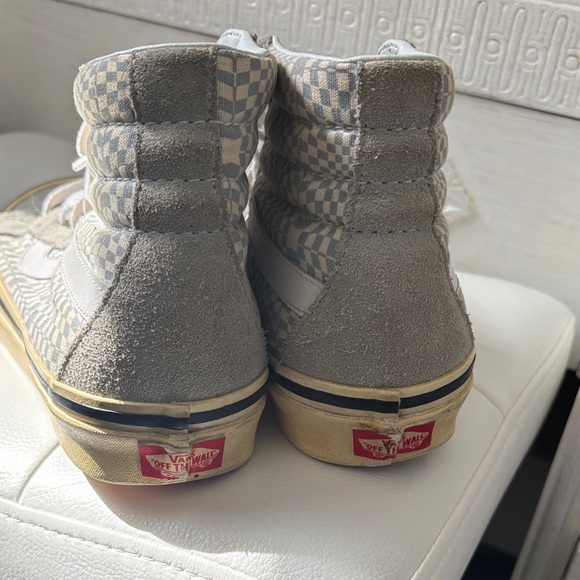 Vans High-Top Checkerboard Sneakers in Light Gray/Blue and white - Picture 5 of 9